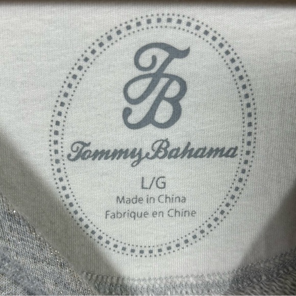 Tommy Bahama Gray Large Glitter Shimmer Sweatshirt Tie Front Athleisure Feminine - Picture 5 of 7